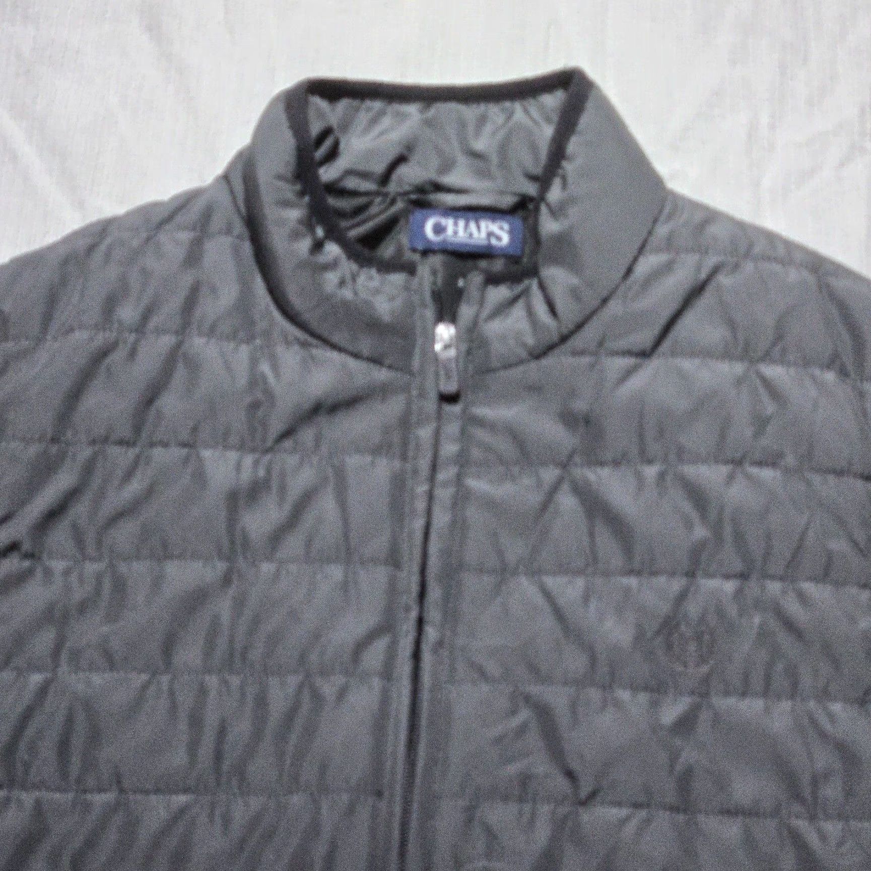 Chaps Chaps Quilted Puffer Vest - Solid Black - Zippered - Sleeveless - Men XL Size US XL / EU 56 / 4 - 2 Thumbnail