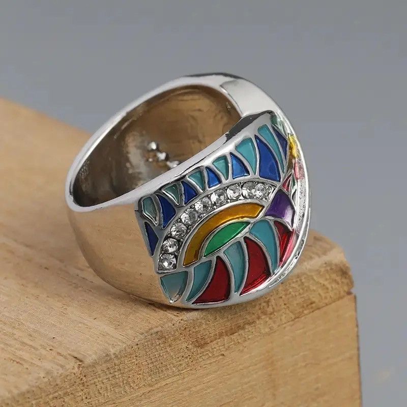 Japanese Brand × Jewelry × Vintage Creative Handmade Enamel Inlaid Stone Ring Size ONE SIZE - 3 Thumbnail