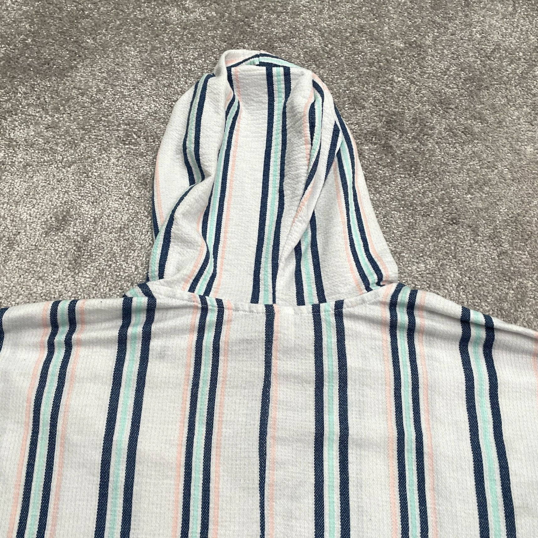 Vintage Time And Tru Hoodie Beach Cover Up Womens L White Blue Striped Short Sleeve Size L / US 10 / IT 46 - 4 Thumbnail