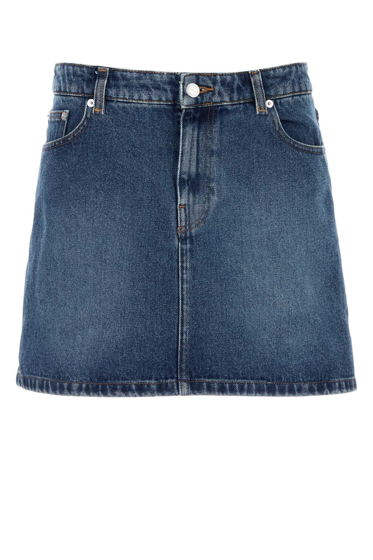 A.P.C. Denim Moss Mini Skirt Size 28" / US 6 / IT 42 - 1 Thumbnail