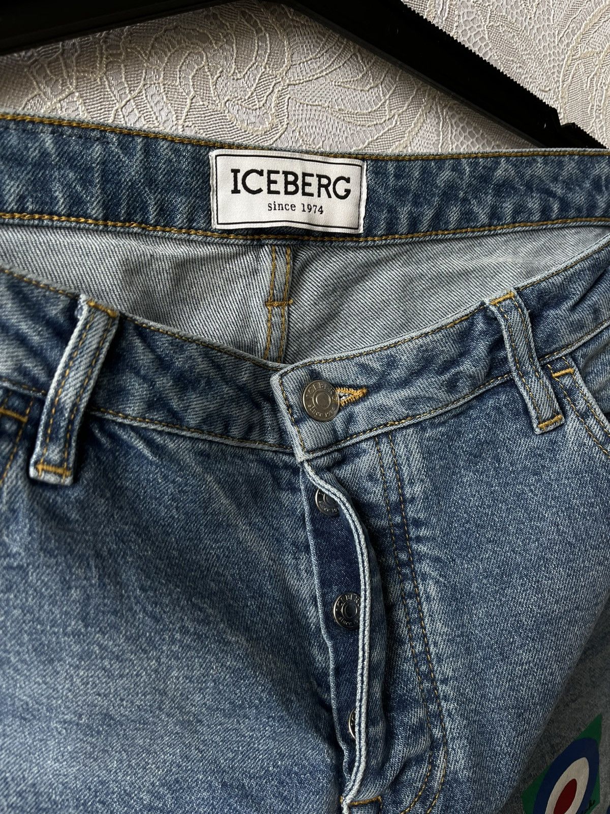 Iceberg Iceberg x Peter Blake Multicolor Logo Denim Distressed Jeans Size 29" - 10 Thumbnail