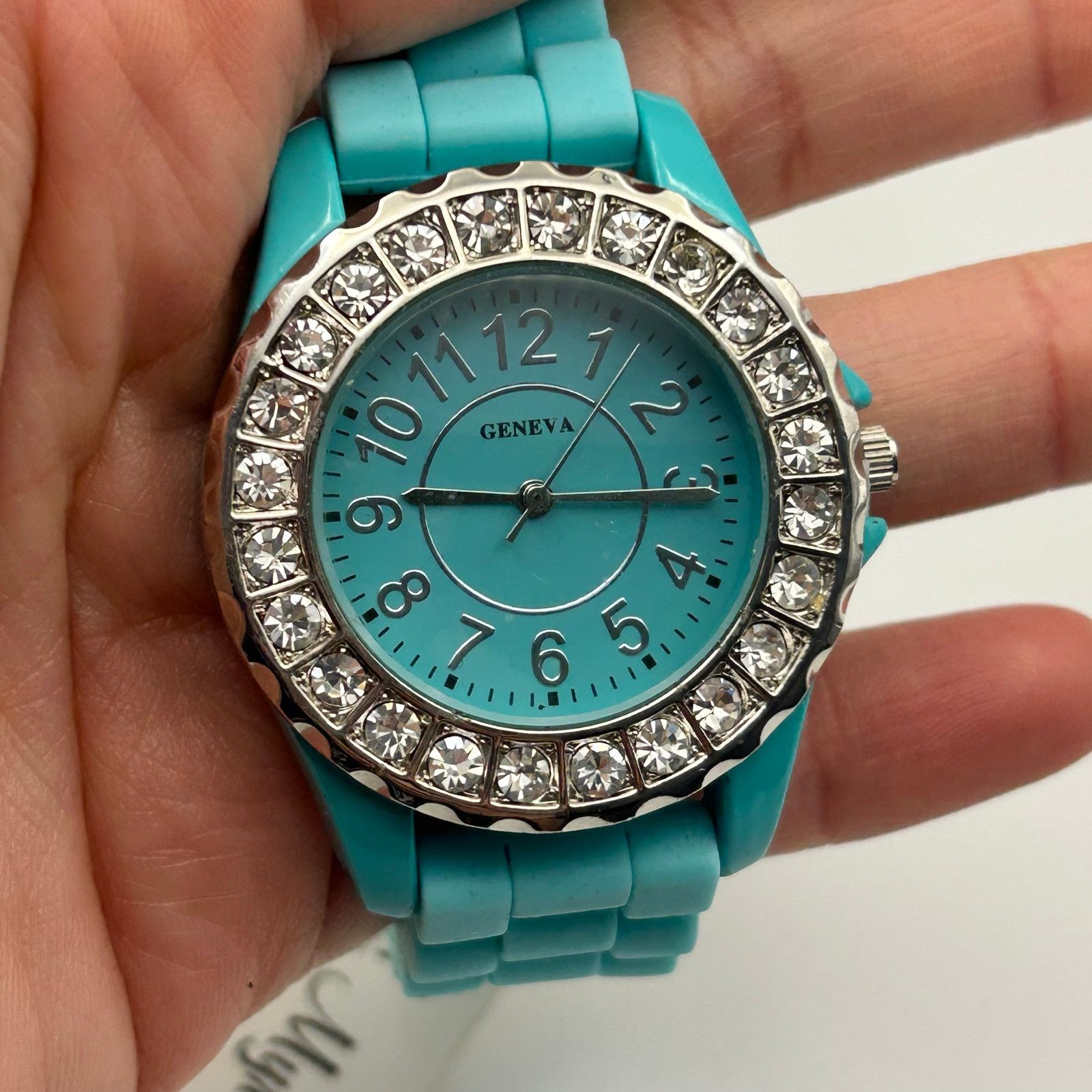 Geneva Geneva Silver Crystals Light-blue Tone Womens Fashion Watch Size ONE SIZE - 7 Thumbnail