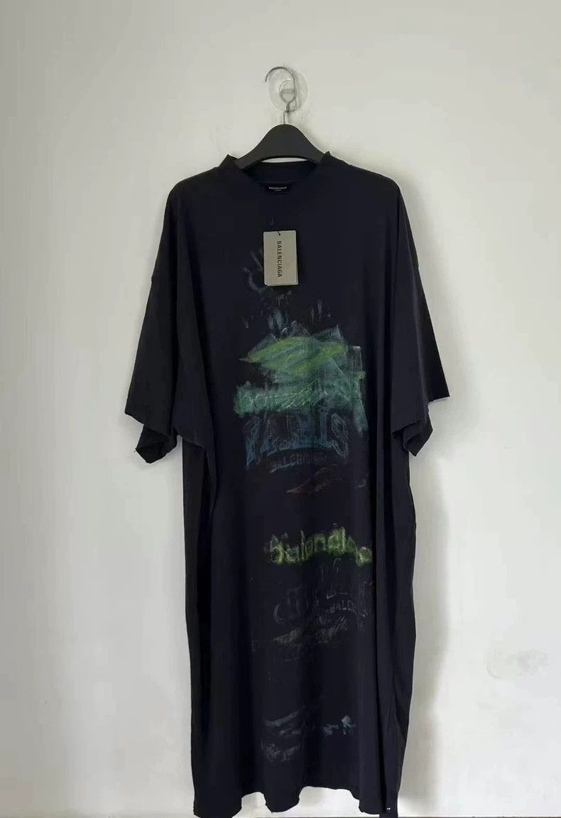 Balenciaga Balenciaga Crayon Graffiti Black Destroyed Phantom Dress Size L / US 10 / IT 46 - 1 Thumbnail
