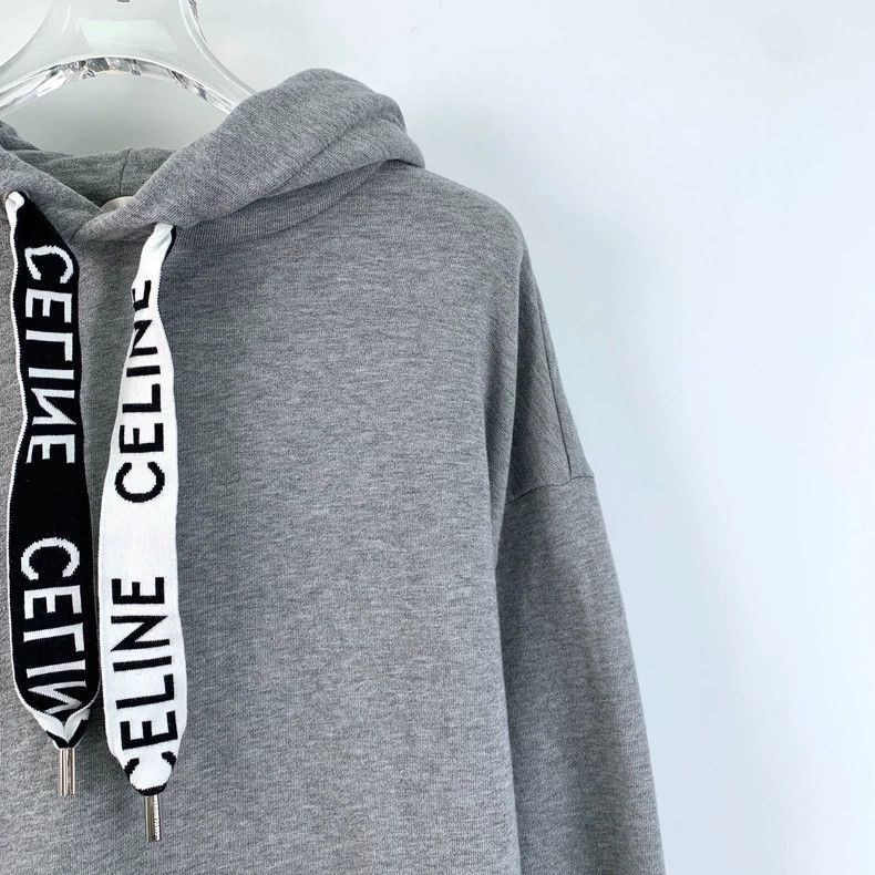 Celine Celine Gray Logo Hoodie with Drawstring Size US XS / EU 42 / 0 - 3 Thumbnail