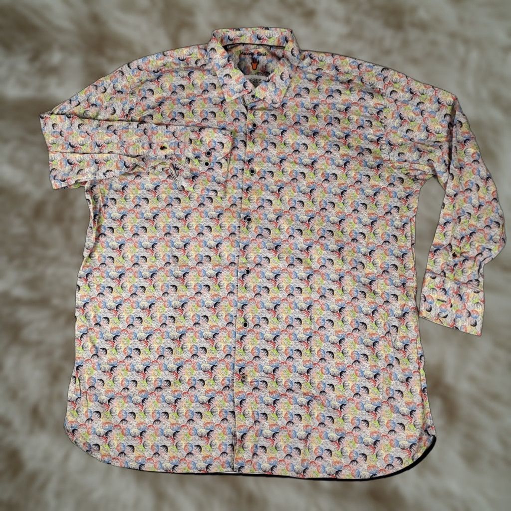 Luchiano Visconti Visconti Black Shirt Mens 3XLB Blue Gray Abstract Casual Button-Up Long Sleeve Size US XXL / EU 58 / 5 - 1 Thumbnail