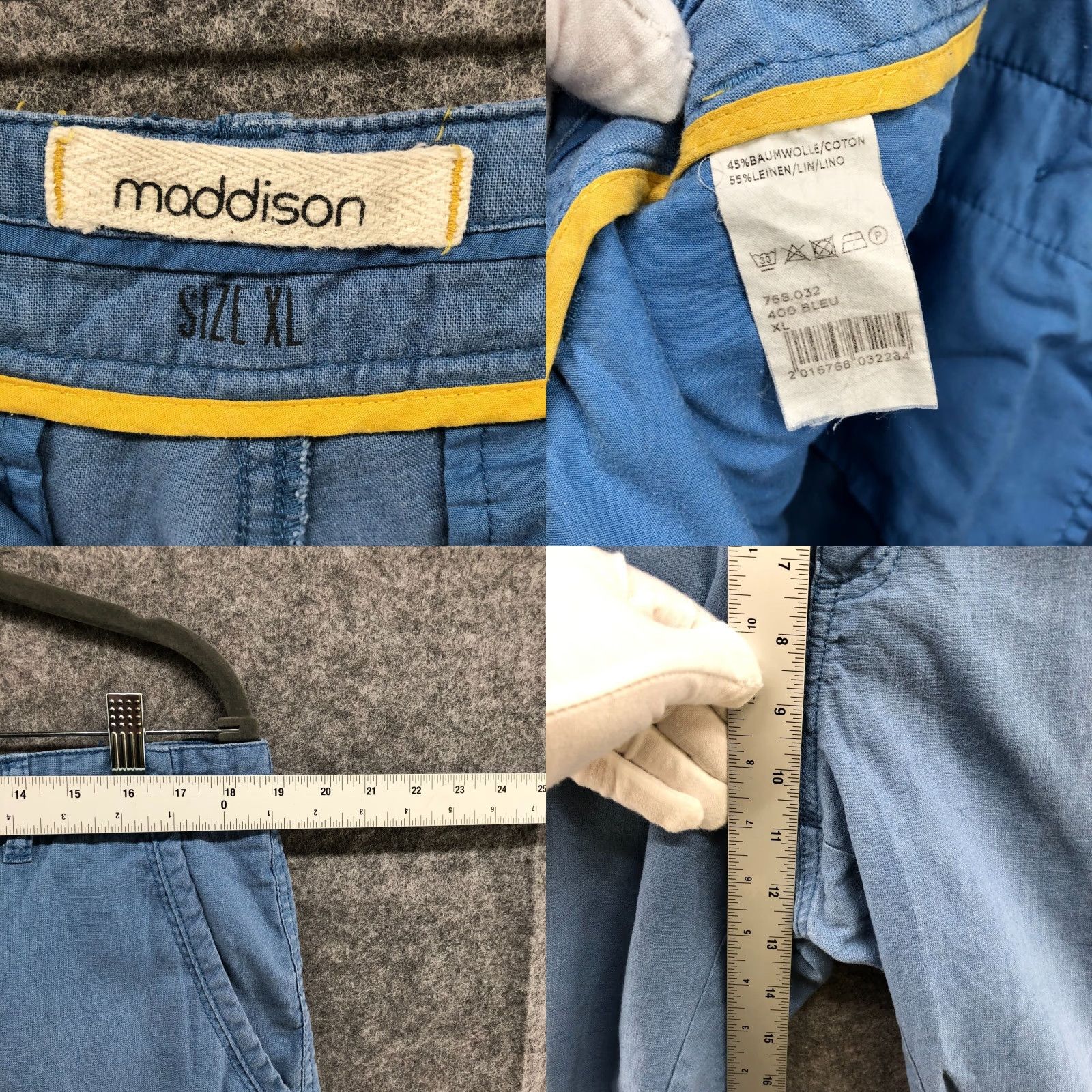 Madison VINTAGE Maddison Linen Blend Chino Shorts Mens XL Beach Summer Casual Blue 8" Inseam Size US 38 / EU 54 - 8 Thumbnail