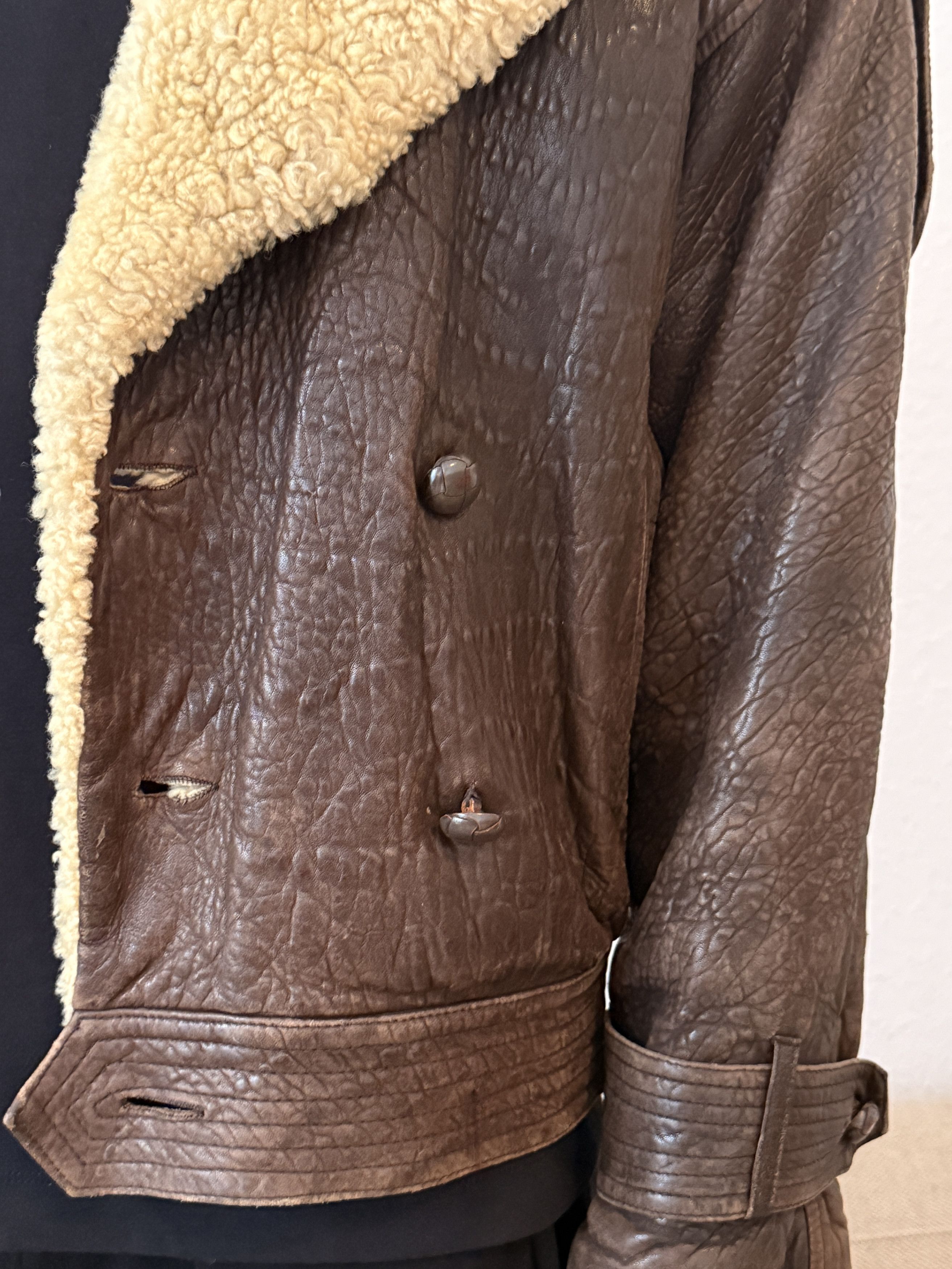 Yves Saint Laurent Vintage YSL Leather Shearling Aviator Bomber Jacket 70s/80s Size US M / EU 48-50 / 2 - 10 Thumbnail