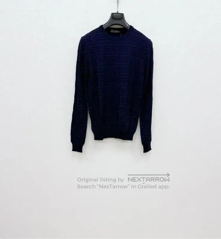 Versace Versace Dark Blue Wool Blend Long Sleeve Sweater . Size US S / EU 44-46 / 1 - 1 Thumbnail