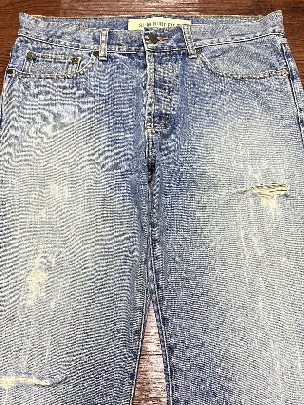 Gap Vintage Gap 1969 Denim Slim Boot Distressed Wide leg Jeans Size US 33 - 3 Thumbnail