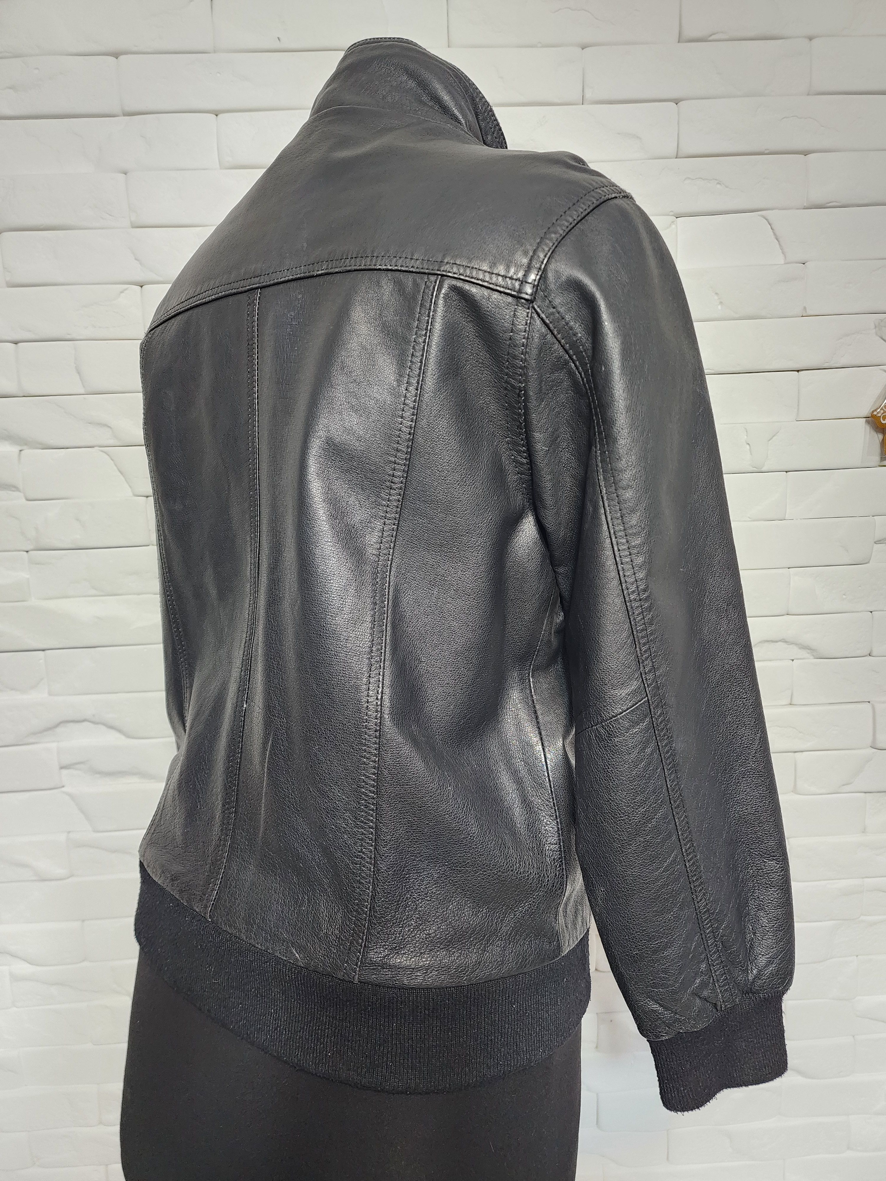 Other Black Leather Quilted Jacket: Men's Metal Zipper Bomber Size US M / EU 48-50 / 2 - 5 Thumbnail