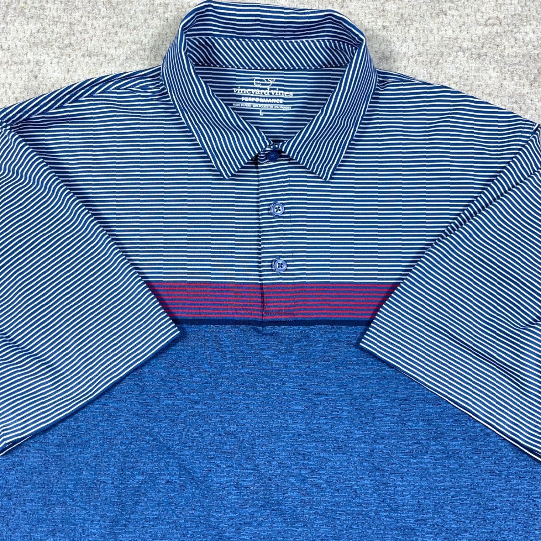 Vineyard Vines Vineyard Vines Polo Shirt Men Large Blue Striped Performance Wicking Colorblock Polo Shirt Men Large Blue Striped Colorblock Size US L / EU 52-54 / 3 - 2 Thumbnail