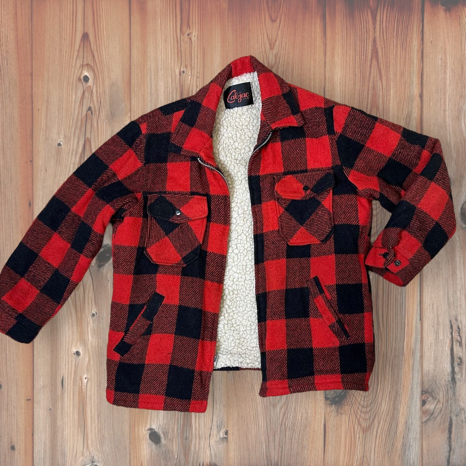 Vintage Vintage 60s Field Jacket Wool Red Buffalo Check Sherpa Lined ...