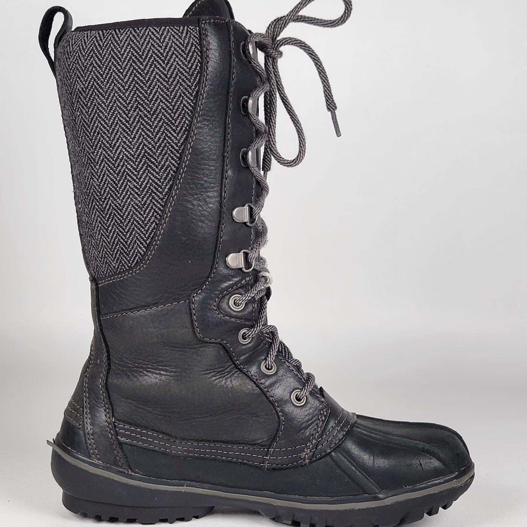 Vintage L.L.Bean Bar Harbor Waterproof Tall Snow/Rain Boot Women's 6M Black/ Grey Mid-Calf Leather/ Fabric/ Rubber Rubber Outsole Waterproof Casual Size US 6 / IT 36 - 5 Thumbnail