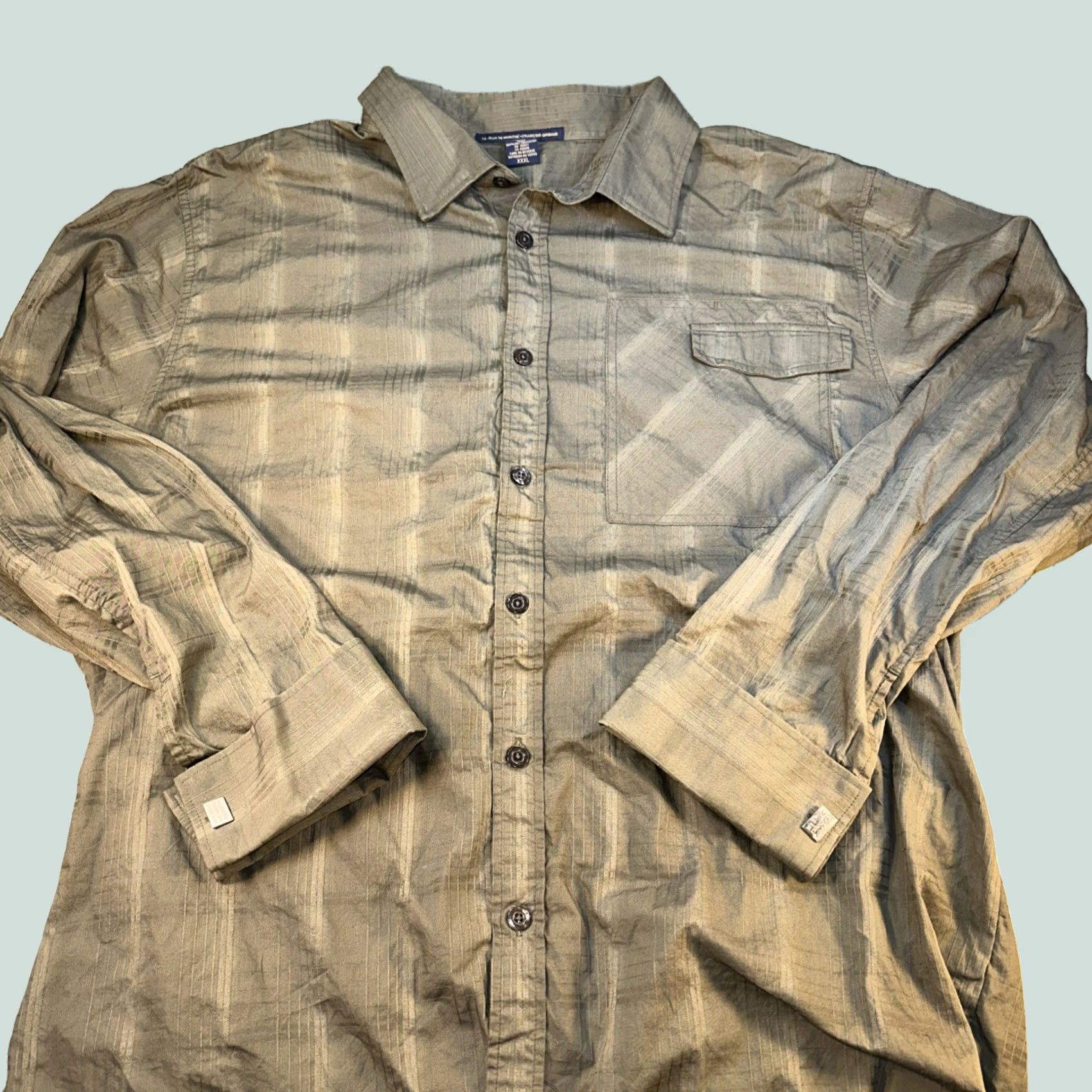 Vintage VINTAGE Girbaud Shirt Mens 3XL Brown Cotton Knit Solid French Cuffs 90s Retro Logo Pockets Collared Button-Up Size US XXL / EU 58 / 5 - 1 Thumbnail
