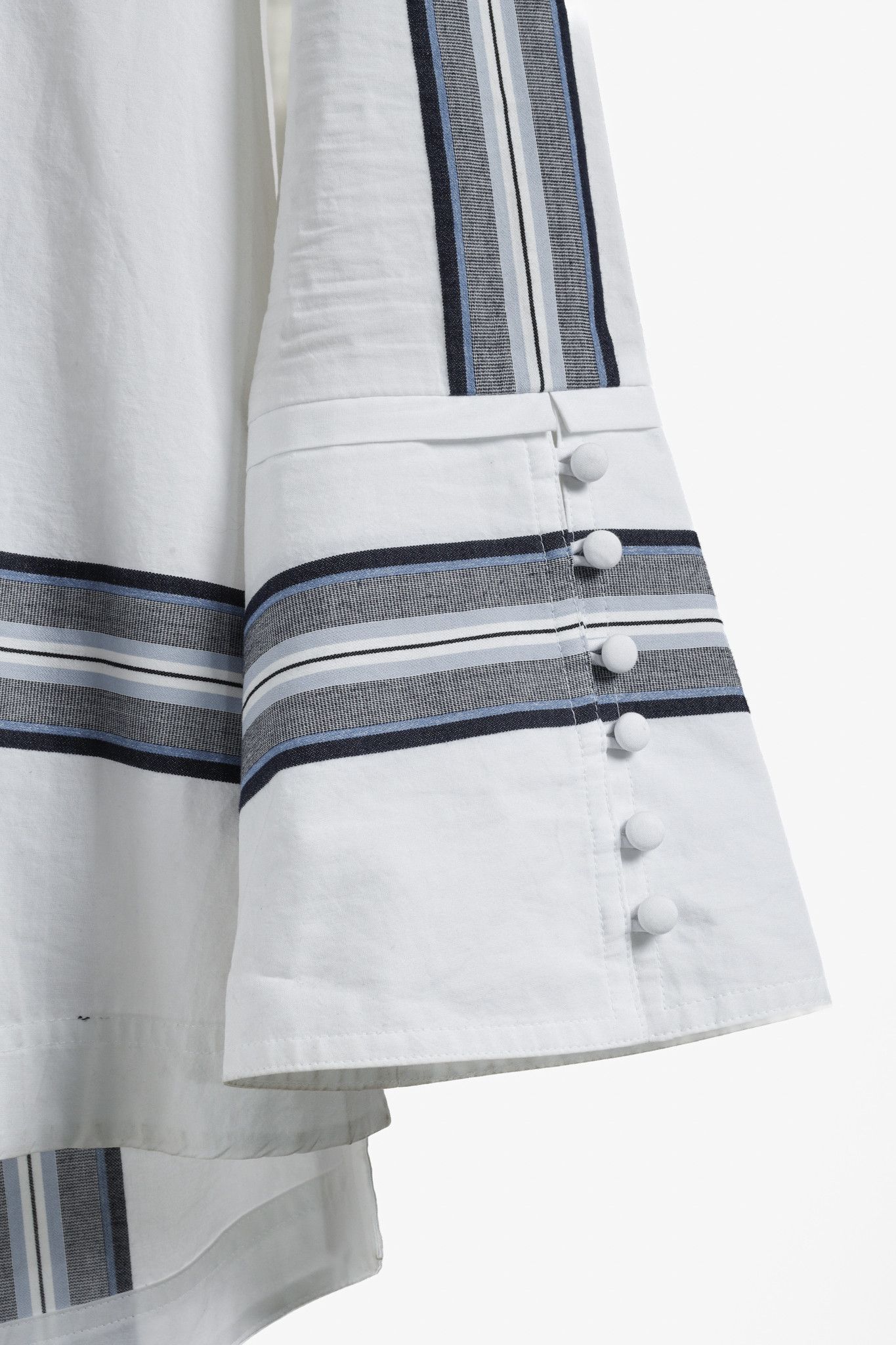 Derek Lam 10 Crosby Derek Lam White Cotton Button Down w/ Blue Striped P Size S / US 4 / IT 40 - 6 Thumbnail