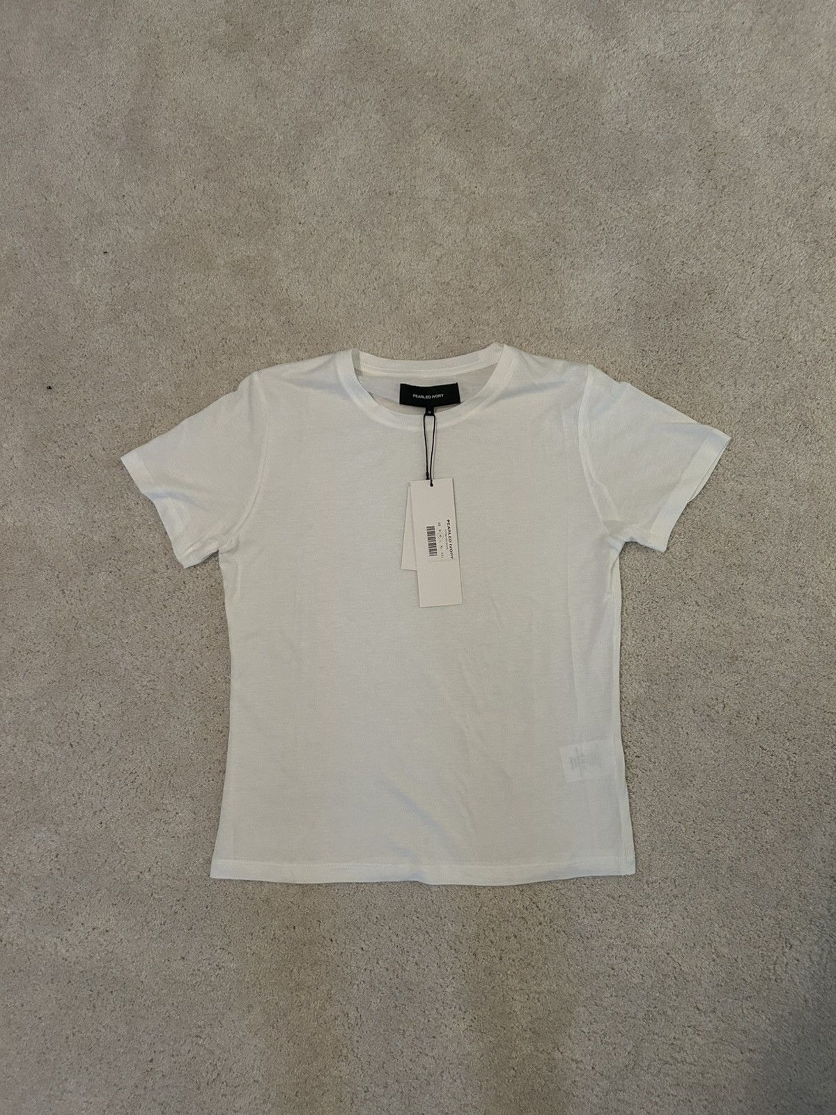 Designer Pearled ivory white Fitted Tee Size US M / EU 48-50 / 2 - 2 Thumbnail