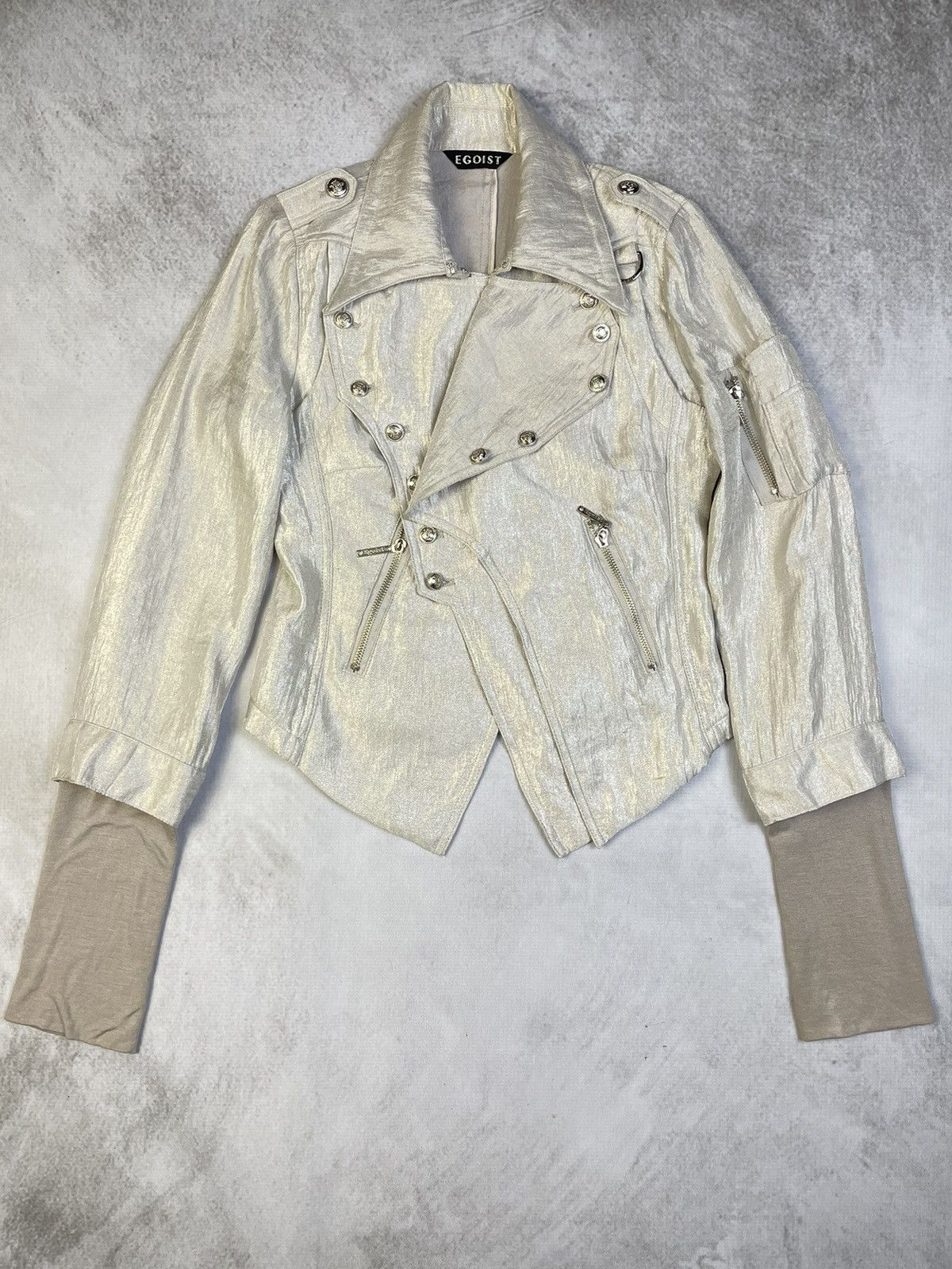 Japanese Brand 2000s Egoist Futurist Cyberpunk Silver Jacket Size M / US 6-8 / IT 42-44 - 1 Thumbnail