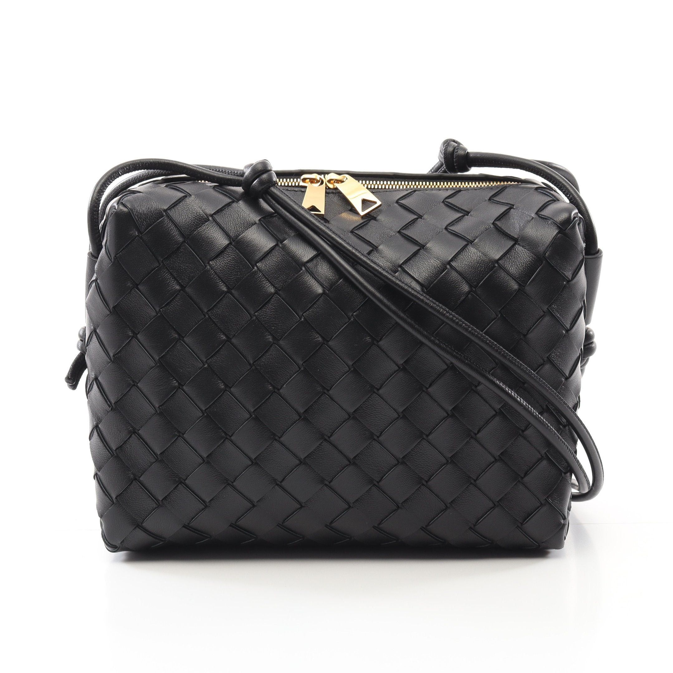 Bottega Veneta Intrecciato Small Camera Bag Shoulder Leather Black, Women's
