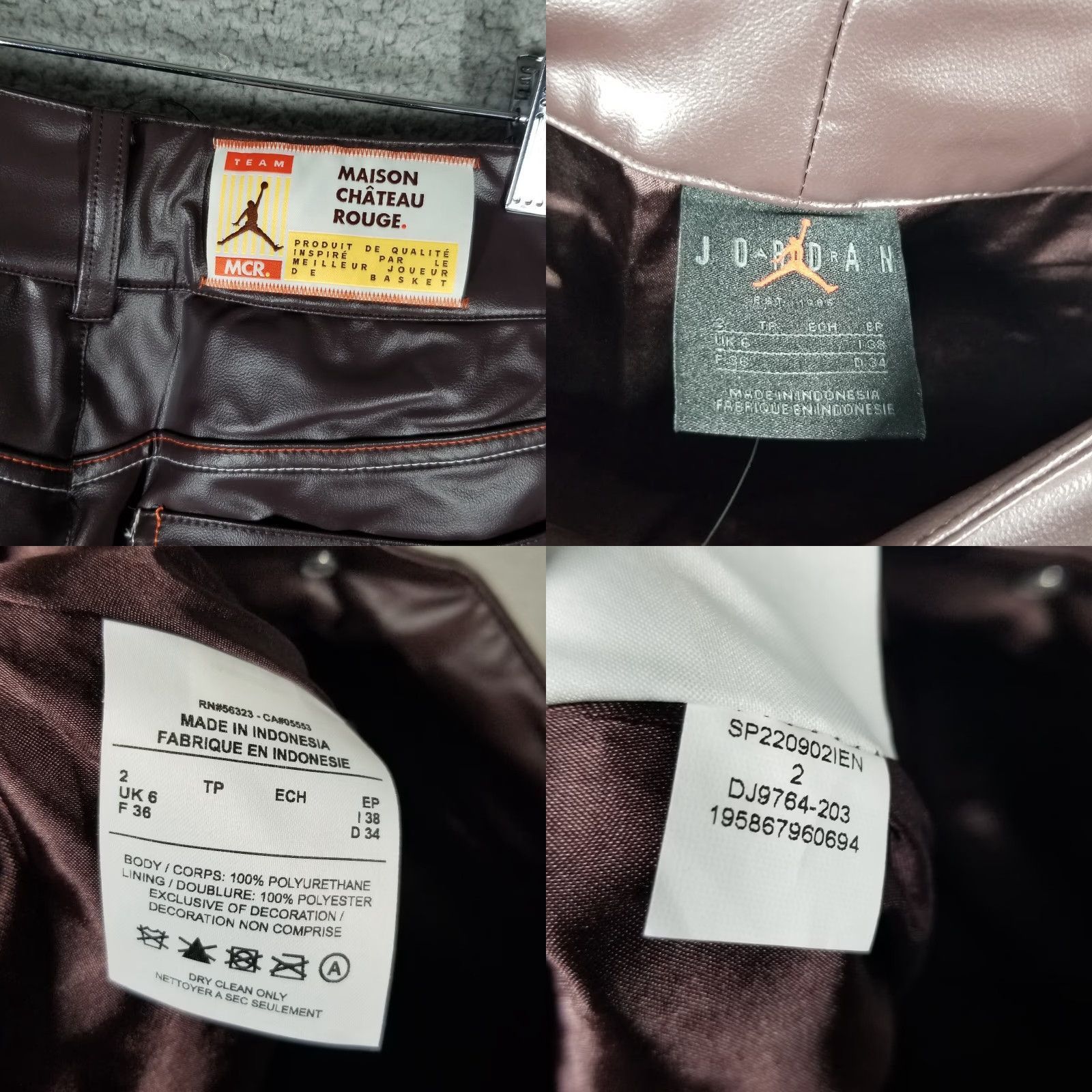 Nike NIKE AIR JORDAN X MAISON CHÂTEAU ROUGE PANTS WOMEN 2 BROWN & SAIL NWT DJ9764-203 Straight Leg 92% Polyester 8% Spandex Mens? Size 26" / US 2 / IT 38 - 8 Thumbnail