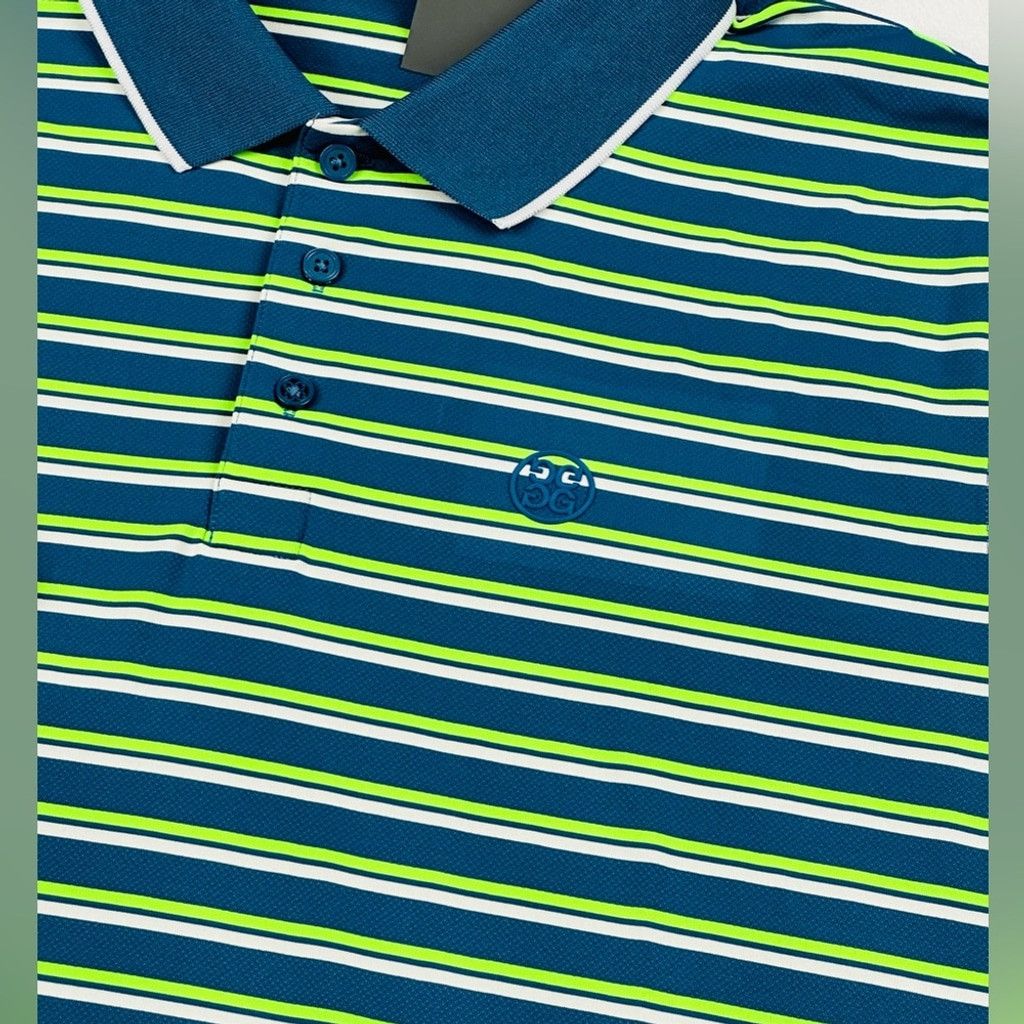 G/FORE G/Fore Men’s Med Blue Green Stripe Golf Jersey Polo Shirt Size US M / EU 48-50 / 2 - 6 Thumbnail