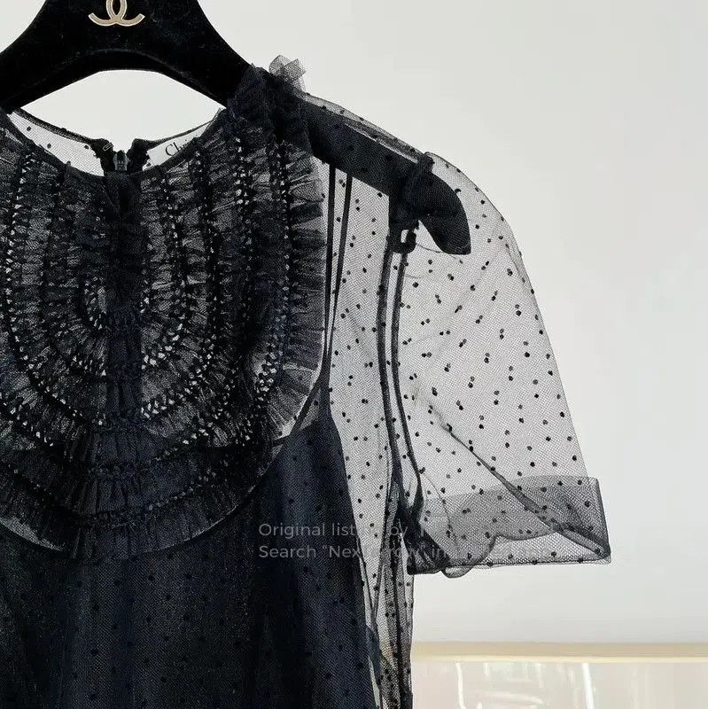 Dior Dior Black Nylon Short Sleeve Dress . Size M / US 6-8 / IT 42-44 - 3 Thumbnail