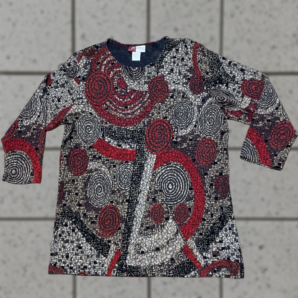 JM Collection JM Collection Top Womens L Made USA Vtg Y2k Abstract Fairy Boho 90s Flowy Large Shirt Multicolor Geometric Crew Neck 3/4 Sleeve Casual Womens Size L / US 10 / IT 46 - 1 Thumbnail