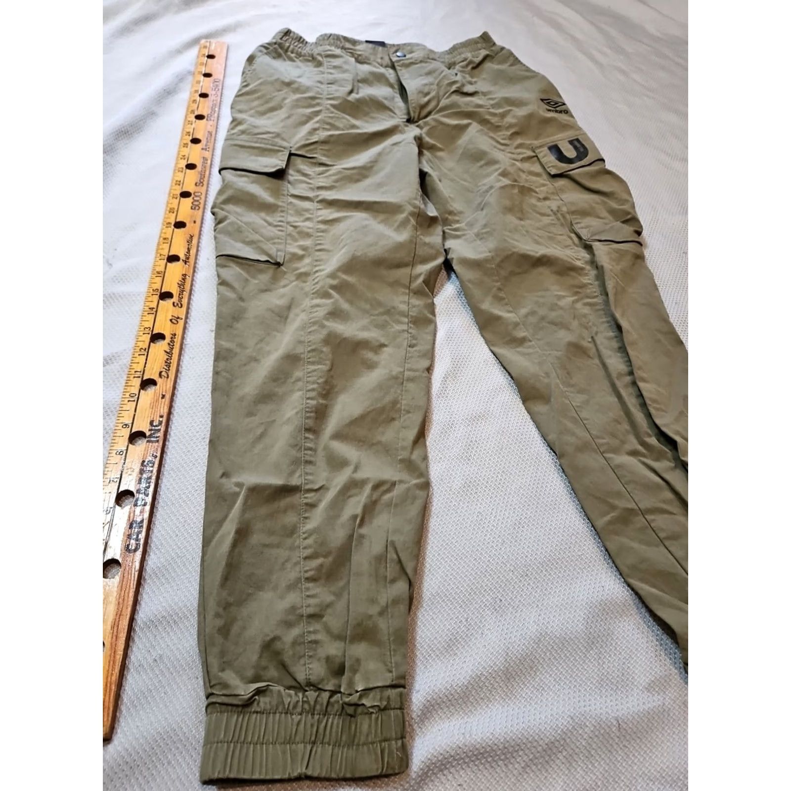 Umbro VINTAGE Umbro Cargo Pants Womens XL Green Logo Tapered Elastic Waist Ankle Shirt Size 40" / US 18 - 4 Thumbnail