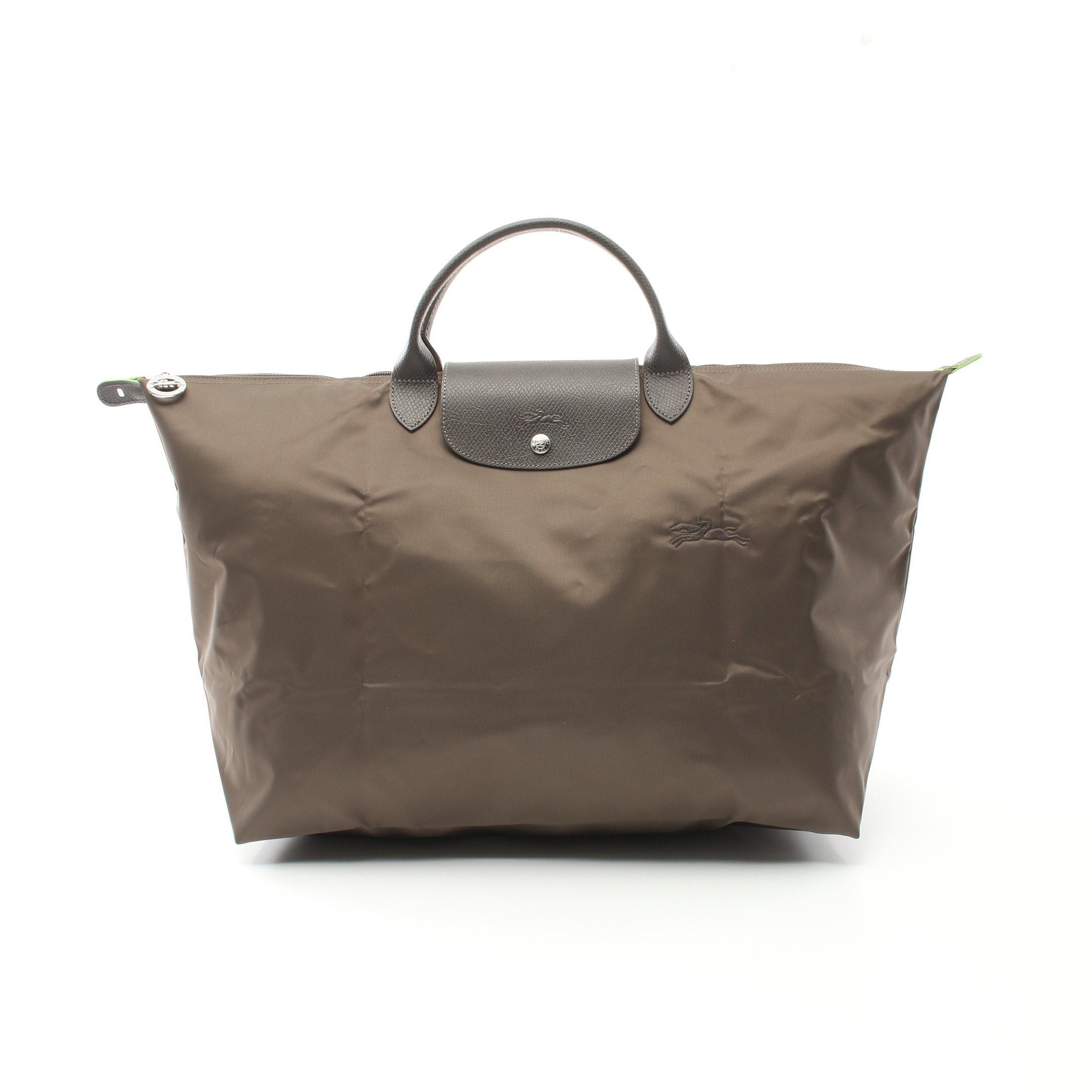 Longchamp Longchamp Le Preage Green Travel S Handbag Tote Bag Nylon Leather Gray Brown Size ONE SIZE - 1 Thumbnail