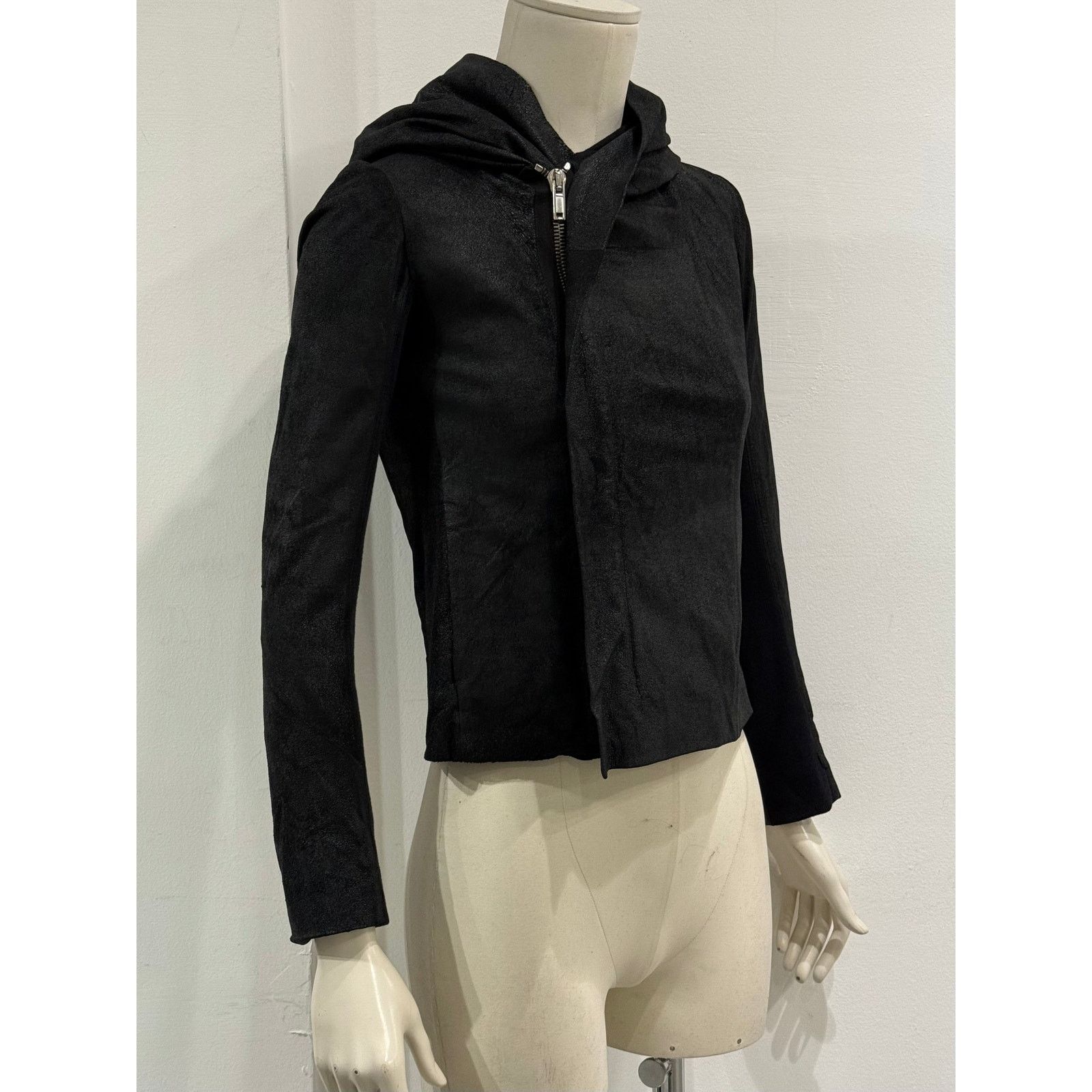 Rick Owens 2000s Rick Owens hooded leather jacket Size US XS / EU 42 / 0 - 1 Thumbnail