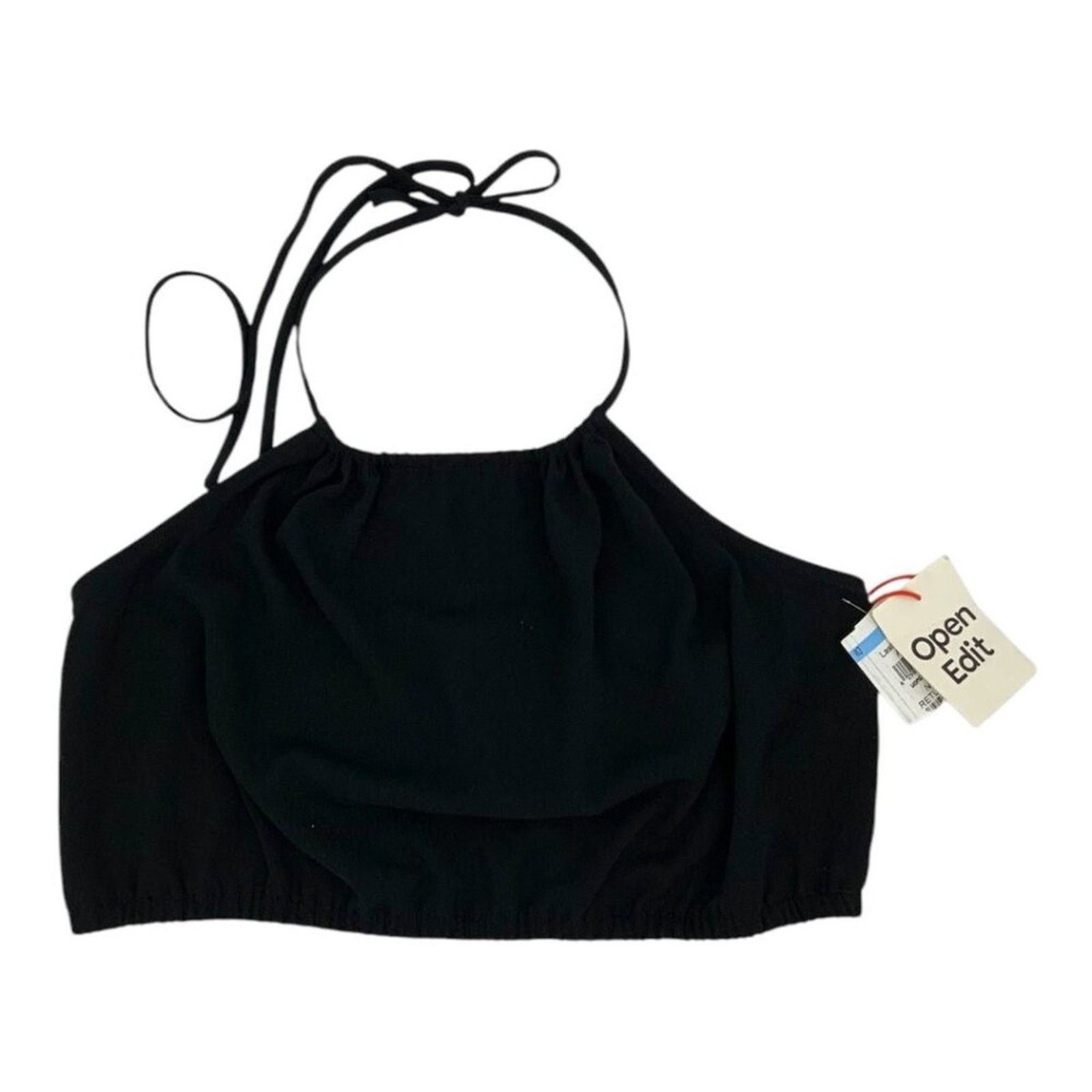 Other Open Edit Halter Neck Crop Top In Black Medium NWT $39 MSRP Size M / US 6-8 / IT 42-44 - 3 Thumbnail