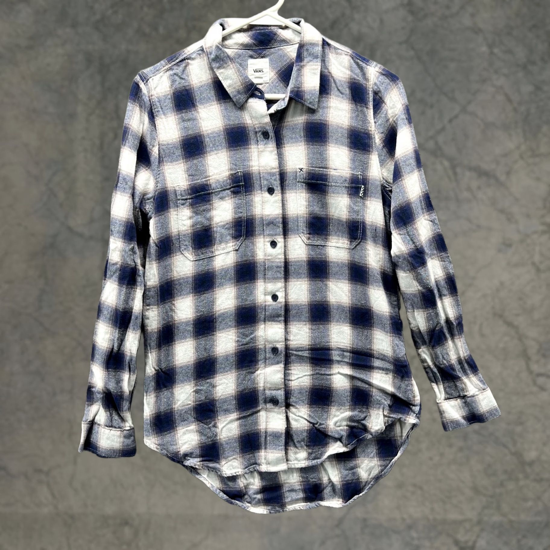 Vans VANS Shirt Womens XS Blue White Plaid Flannel Button-Down Long Sleeve Casual Size XS / US 0-2 / IT 36-38 - 1 Thumbnail