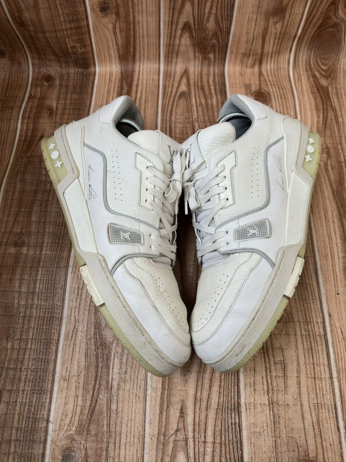 Louis Vuitton Louis Vuitton Trainer Virgil Abloh Grey/White sneaker Size US 12 / EU 45 - 4 Thumbnail