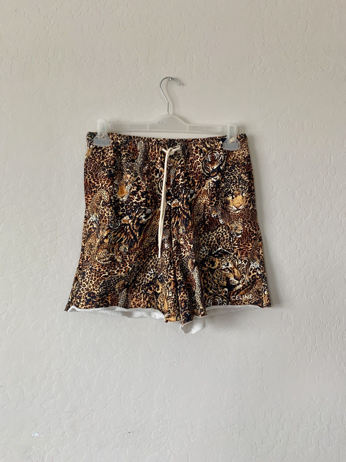 image of $850 Celine Rolled Graphic Print Tiger Shorts, Men's (Size 30)