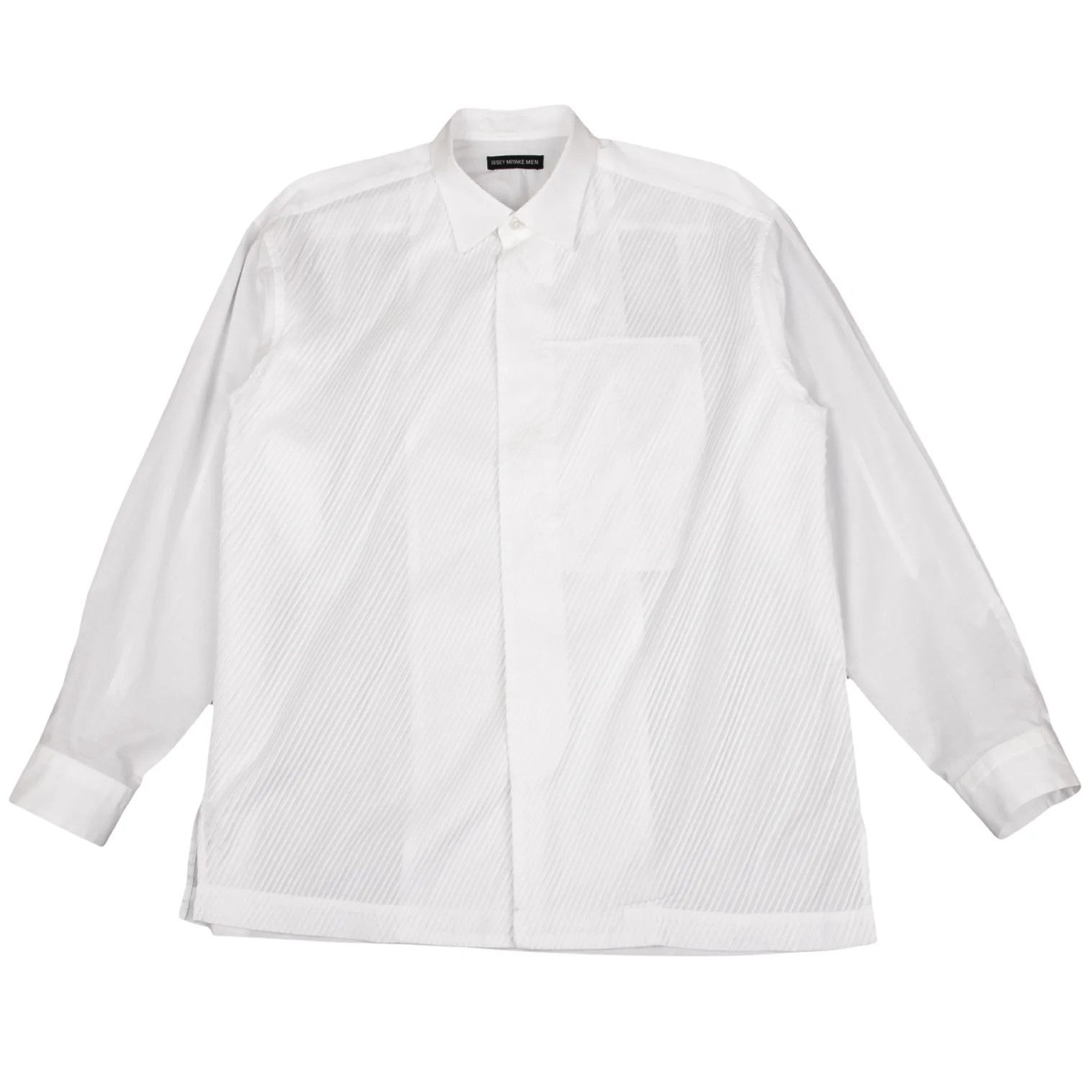 Issey Miyake Front Bias Pleats Design Long Sleeve Shirt in White Size US S / EU 44-46 / 1 - 1 Thumbnail