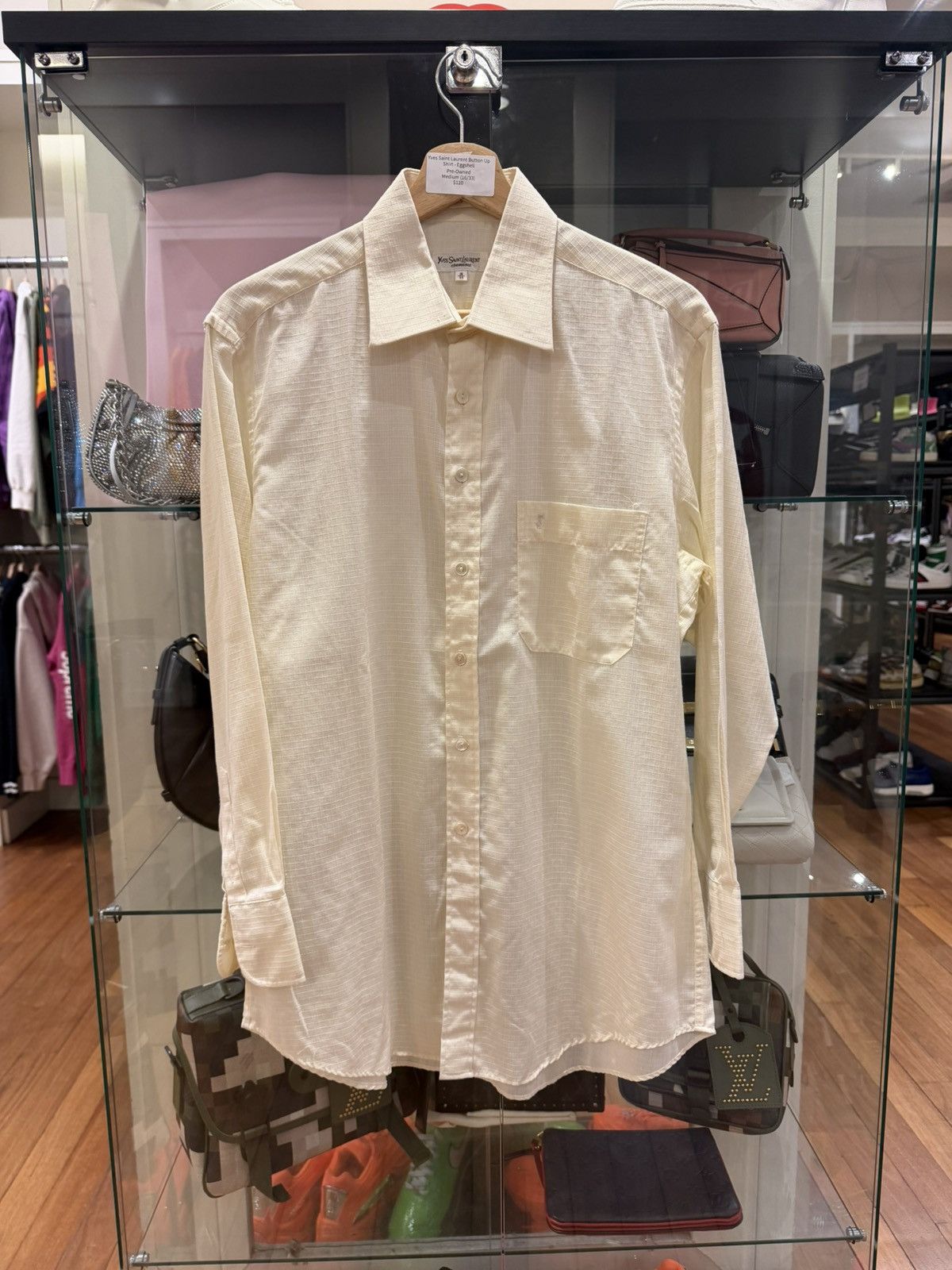 Yves Saint Laurent Yves Saint Laurent Waffle Button Down Shirt - Eggshell Size US M / EU 48-50 / 2 - 1 Thumbnail