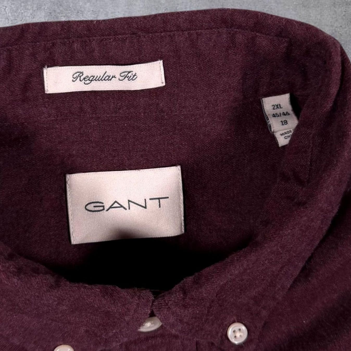 Gant GANT Regular Fit Burgundy Long Sleeve Button-Down Cotton Shirt XXL Mens Size US XXL / EU 58 / 5 - 3 Thumbnail