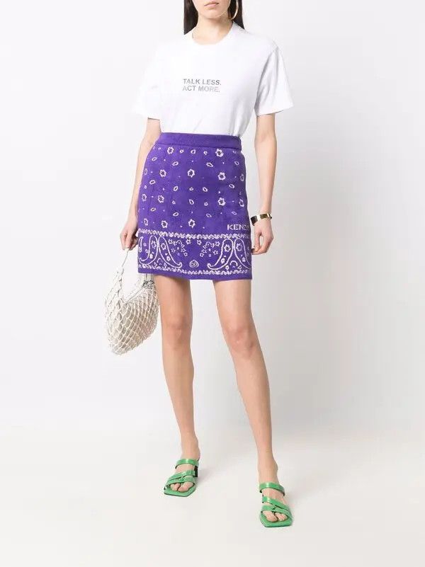Kenzo o1y1025 Mini Skirt in Mauve/White Size 28" / US 6 / IT 42 - 5 Thumbnail