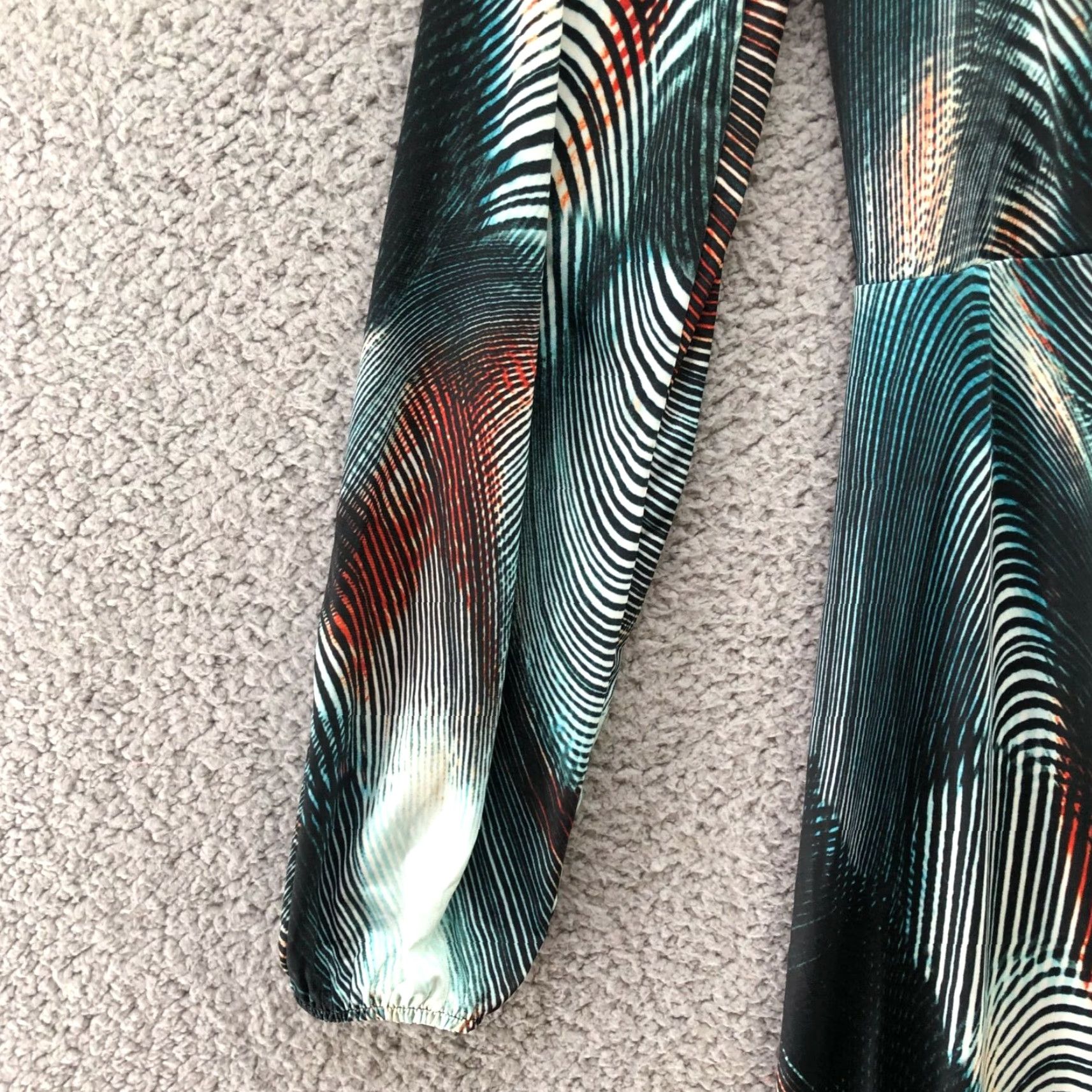 Altea BODYFLIRT Maxi Dress Long Sleeve S Surplice Teal Multicolor Abstract Geometric V-Neck A-Line Beach Hippie Retro Summer Whole Women Size S / US 4 / IT 40 - 6 Thumbnail