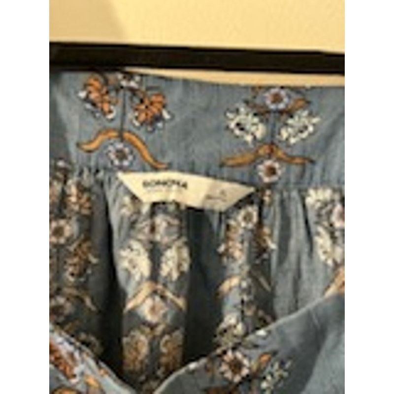 Sonoma Sonoma Women’s Large Blue Floral Embroidered Blouse - Size L / US 10 / IT 46 - 3 Thumbnail