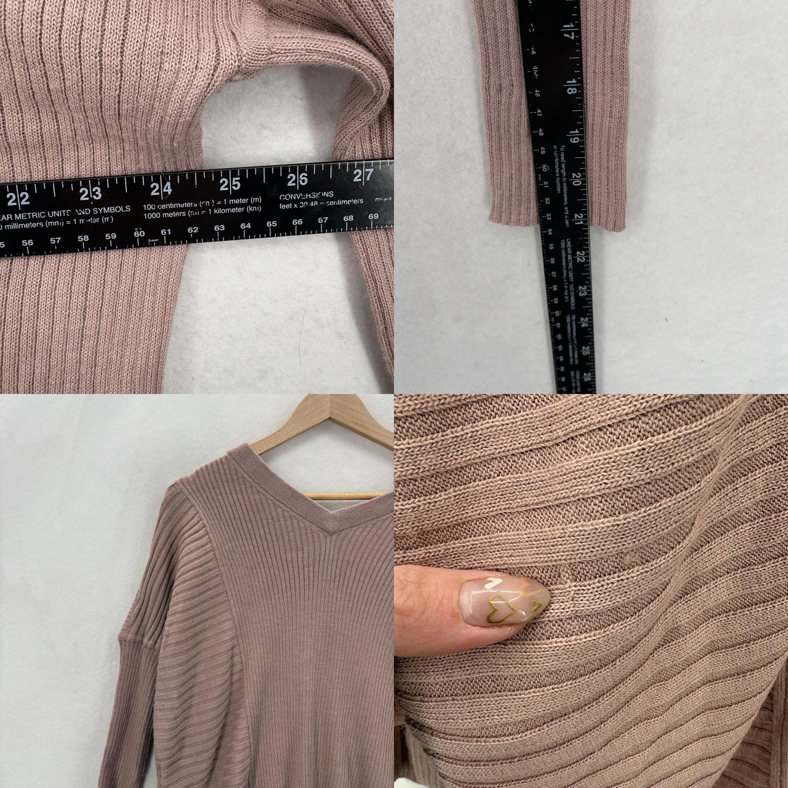 Allsaints AllSaints Sweater Womens XS Pink Keld Olivo V-Neck Knit Wool Alpaca Italy pullover tight-knit Size XS / US 0-2 / IT 36-38 - 8 Thumbnail