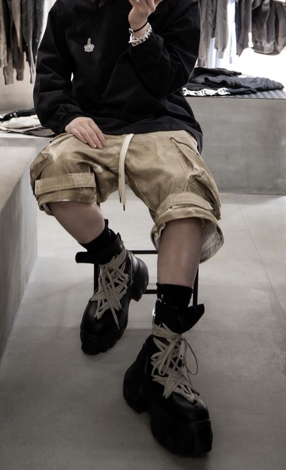 Rick Owens RICK OWENS TEMPLE BLACK MEGALACED MEGA TRACTOR BOOTS Size US 10 / EU 43 - 12 Thumbnail