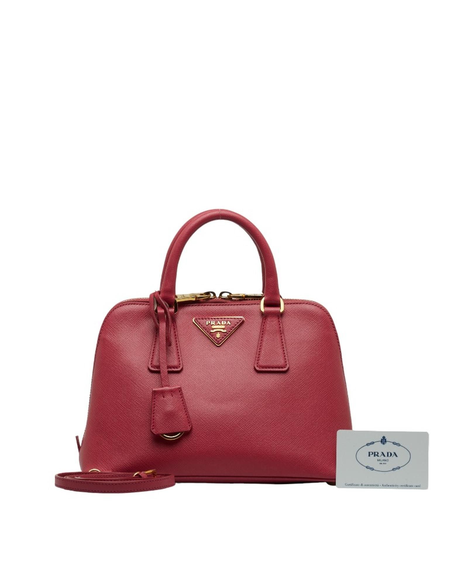 image of Prada Red Saffiano Lux Promenade Bag In Excellent Condition, Women's