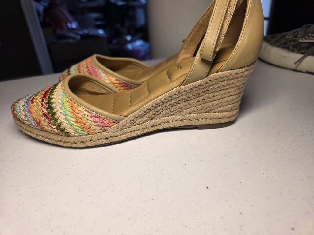Joie Joie Rainbow Raffia Espadrille Wedge Sandals Size 9.5M Coast Size US 9.5 / IT 39.5 - 5 Thumbnail