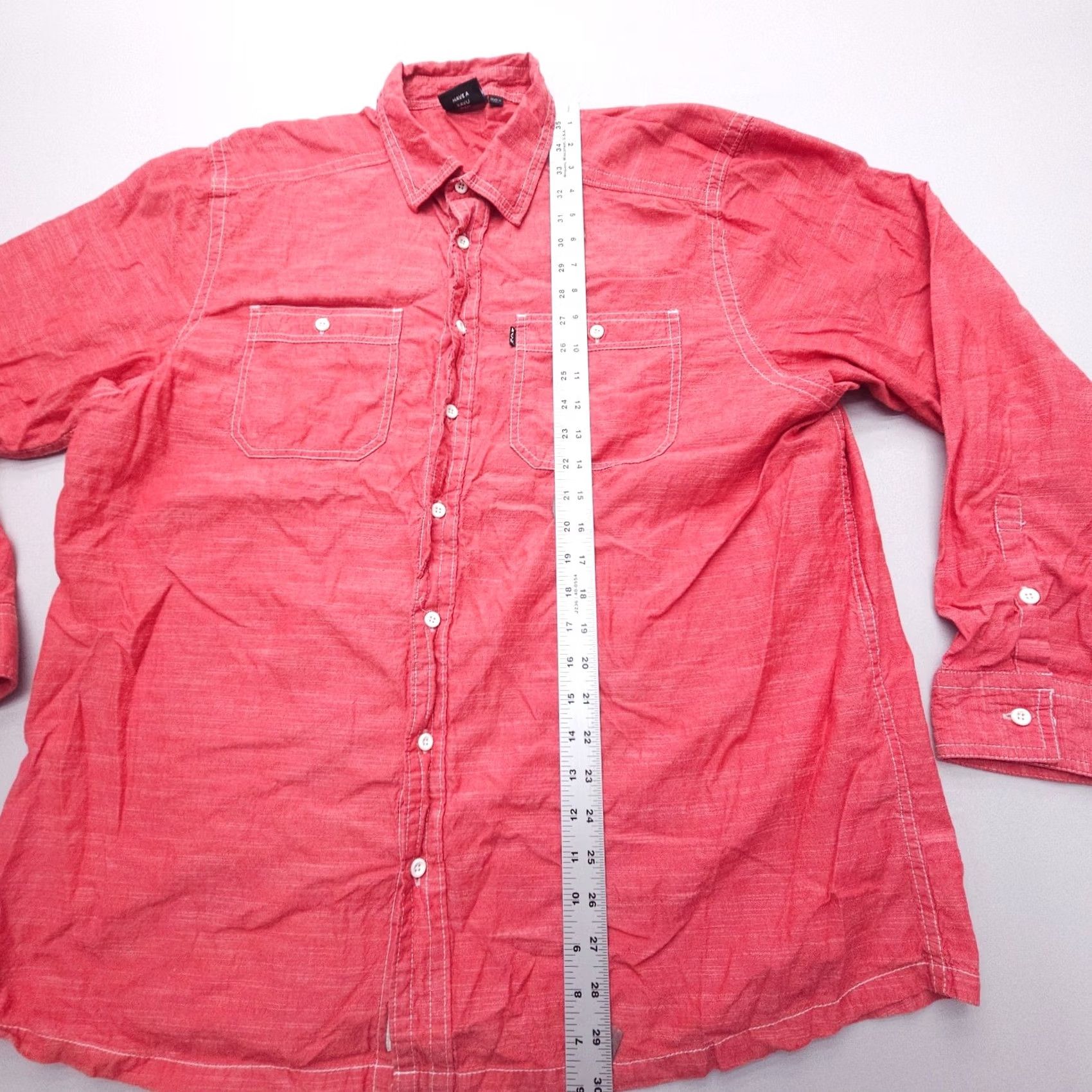 KAVU KAVU Shirt Red 2XL 100% Cotton Contrast Stitch Long Sleeve Mens Size US XXL / EU 58 / 5 - 7 Thumbnail