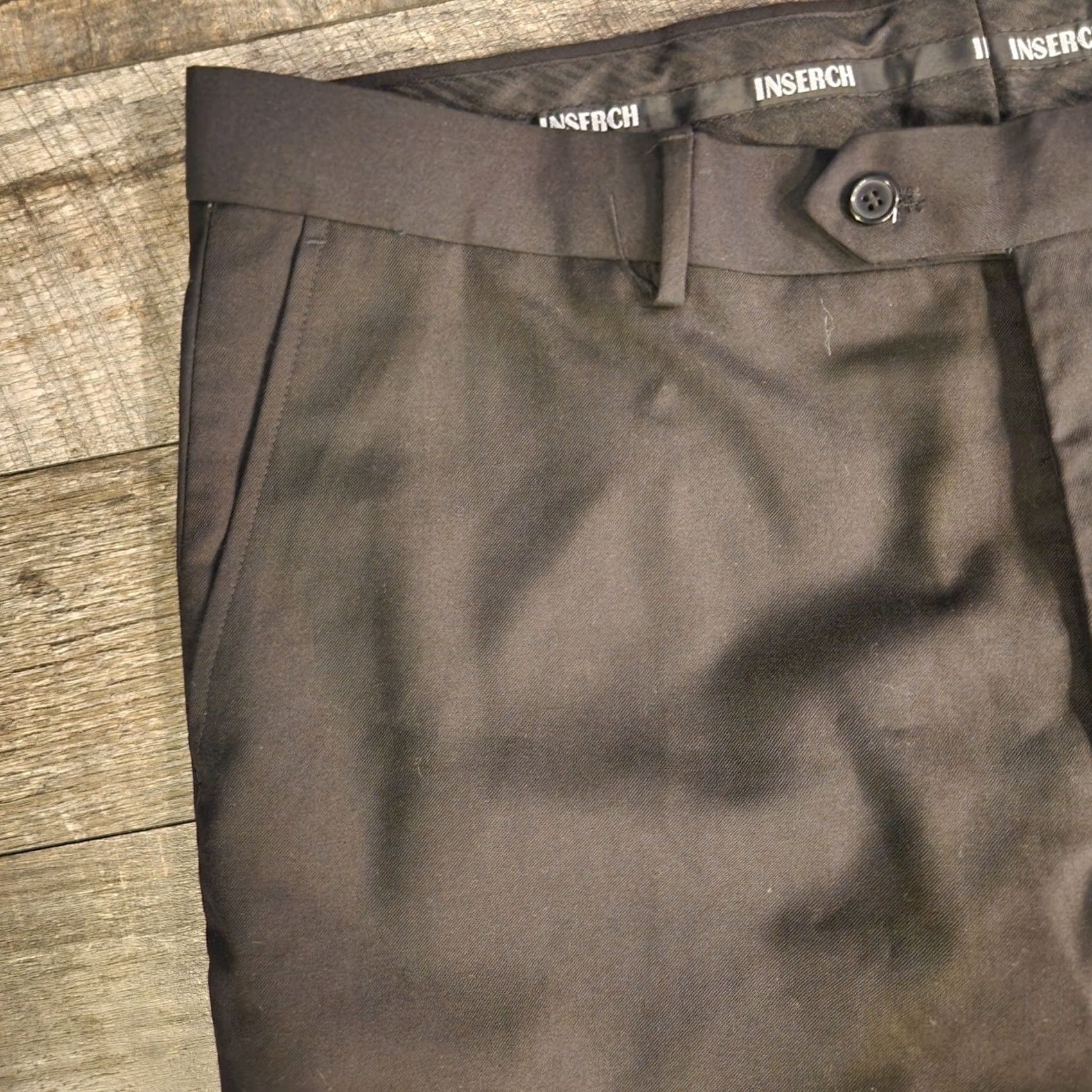 Vintage Inserch Super 120s Fratelli Pants Black 40x32 Slacks Mens Size US 40 / EU 56 - 6 Thumbnail