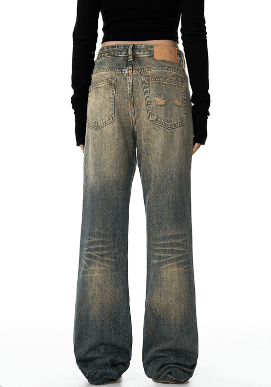 Japanese Brand × Jean American retro distressed low-rise flared straight jeans Size US 32 / EU 48 - 6 Thumbnail