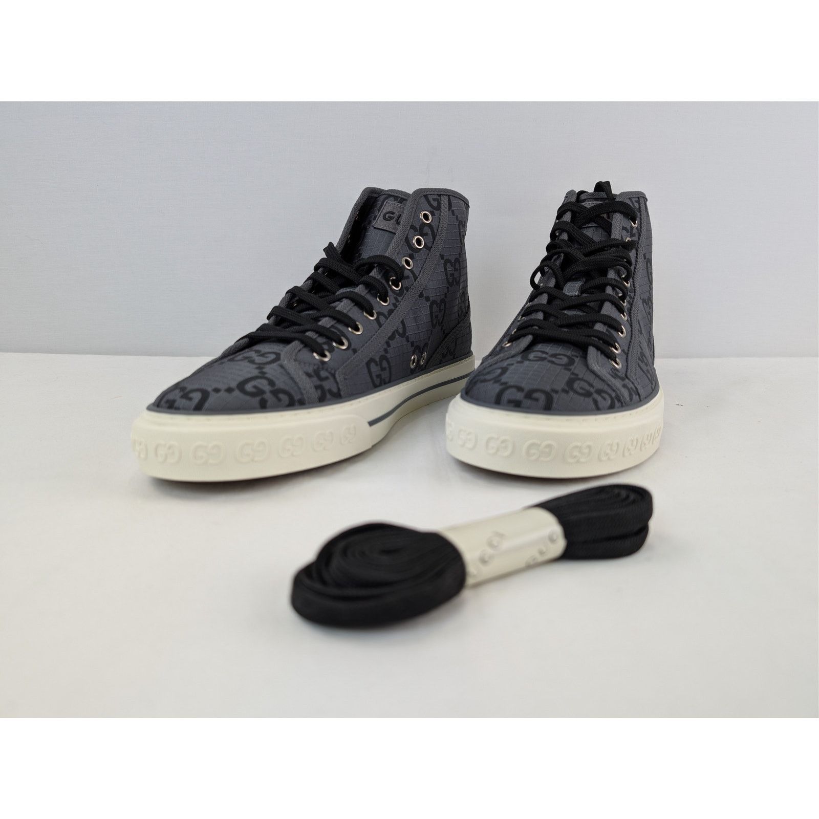 Gucci o1rshd1 GG monogram Tennis 1977 High-Top sneakers in grey Size US 12.5 / EU 45-46 - 7 Thumbnail