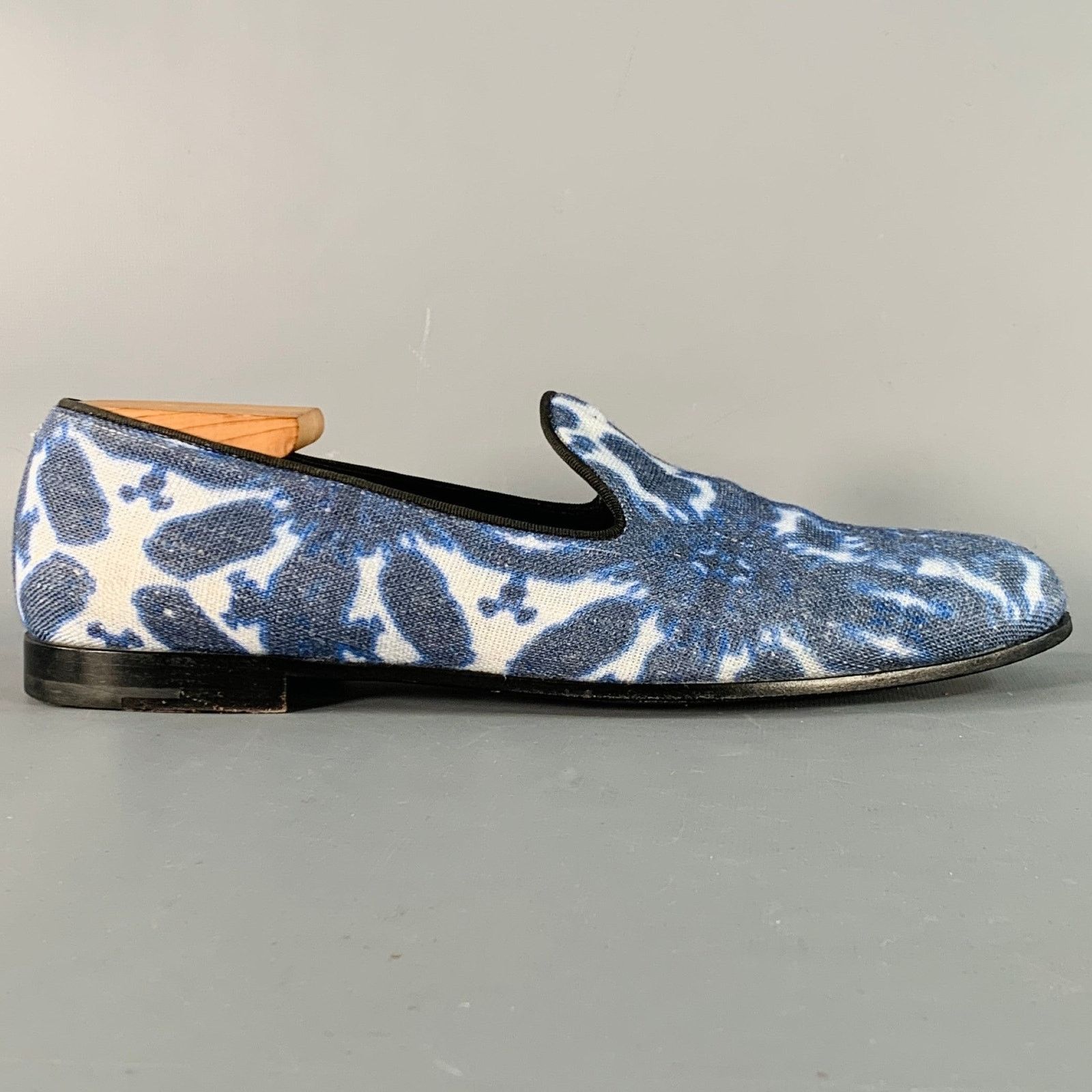 Giorgio Armani Size 10.5 Blue White Tie Dye Canvas Slip On Loafers Size US 10.5 / EU 43-44 - 2 Thumbnail