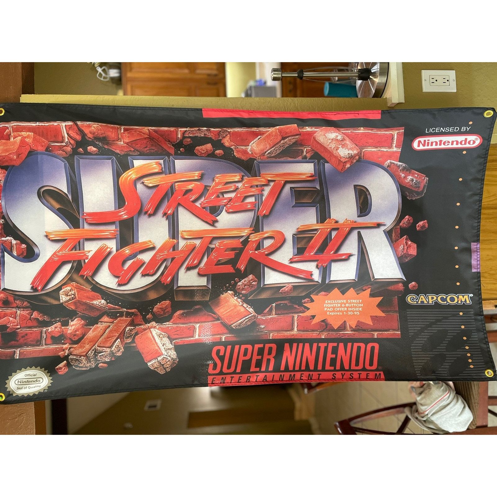 Nintendo Super Street Fighter II 5ft Flag Turbo SNES CAPCOM Nintendo Size ONE SIZE - 1 Thumbnail
