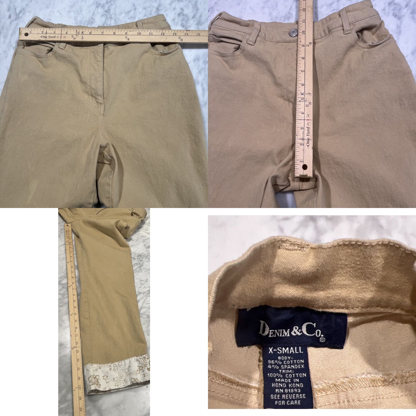 Denim & Co. VINTAGE Denim & Co Pants Women’s XS Khaki Elastic Waist Cotton Spandex Size 26" / US 2 / IT 38 - 8 Thumbnail